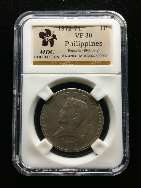 Philippines，1972-74，1 Peso，MDC VF30 ，1 Qty 