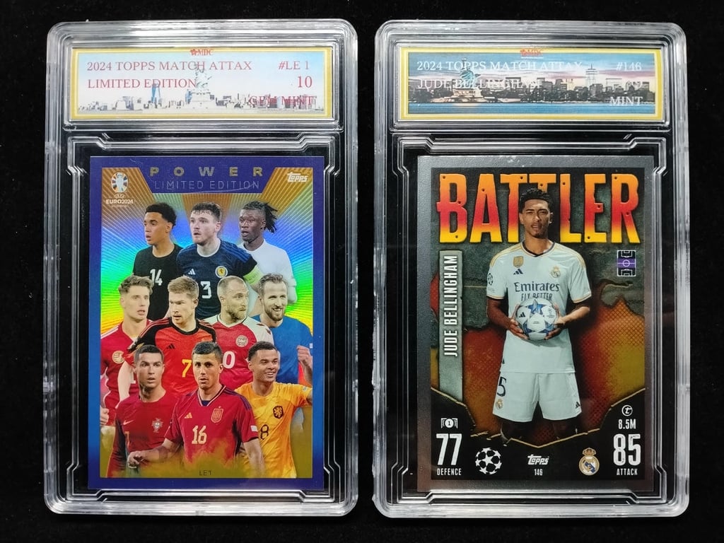 2pcs Lot:UEFA EURO 2024 / Topps Match Attax. 2024 | Limited Edition / Jude Bellingham | MDC 10 Gem Mint / 9 Mint | LE1 & 146