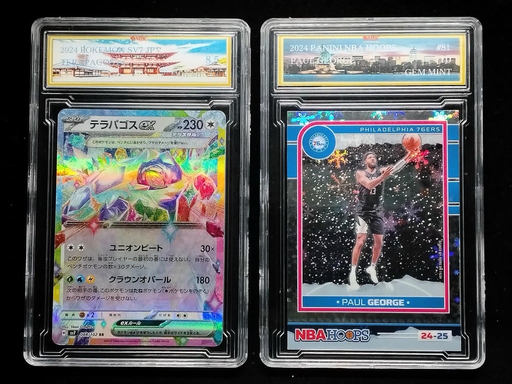 2pcs Lot: Pokemon. NBA Hoops. 2024 | Terapagos ex & Paulgeorge | MDC 8.5 / 10 Gem Mint | 088/102RR