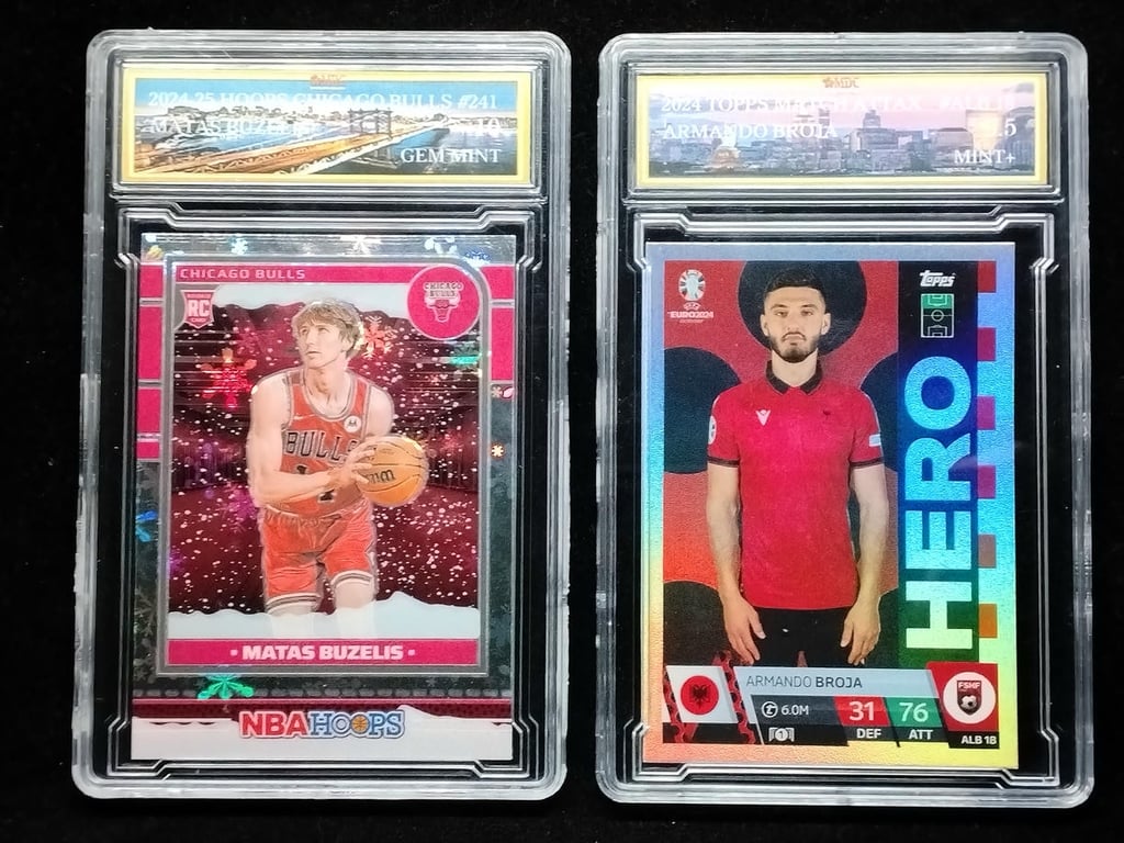 2pcs Lot: NBA Hoops / UEFA EURO 2024 | Matas Buzelis / Armando Broja | MDC 10 Gam Mint / 9.5 Mint+ | ALB18 & No.241