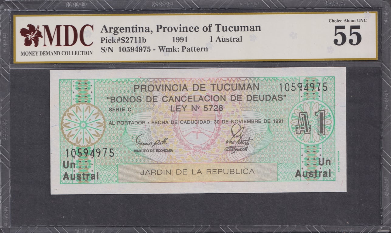 Argentina, 1991, 1 Austral, 10594975, MDC 55, Qty-1