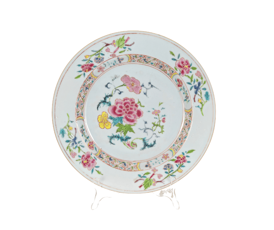 ⭐ 清雍正 粉彩花卉纹盘  Yongzheng Fencai Flower Pattern Plate, Qty-1