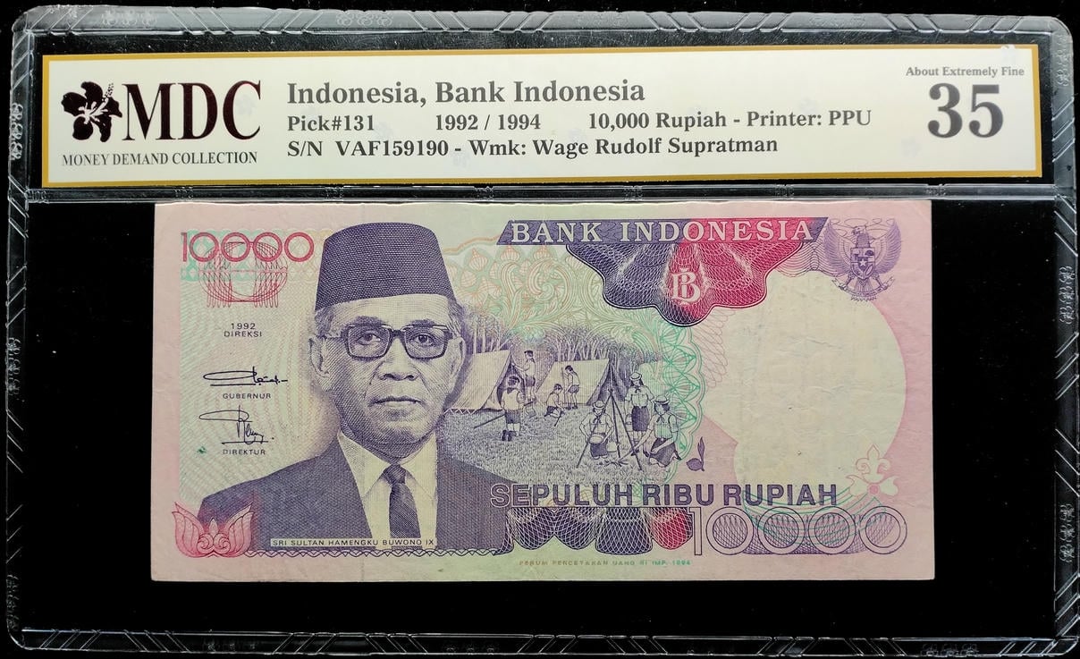 P#131. Indonesia. 10,000 Rupiah. 1992/1994. VAF159190. MDC 35