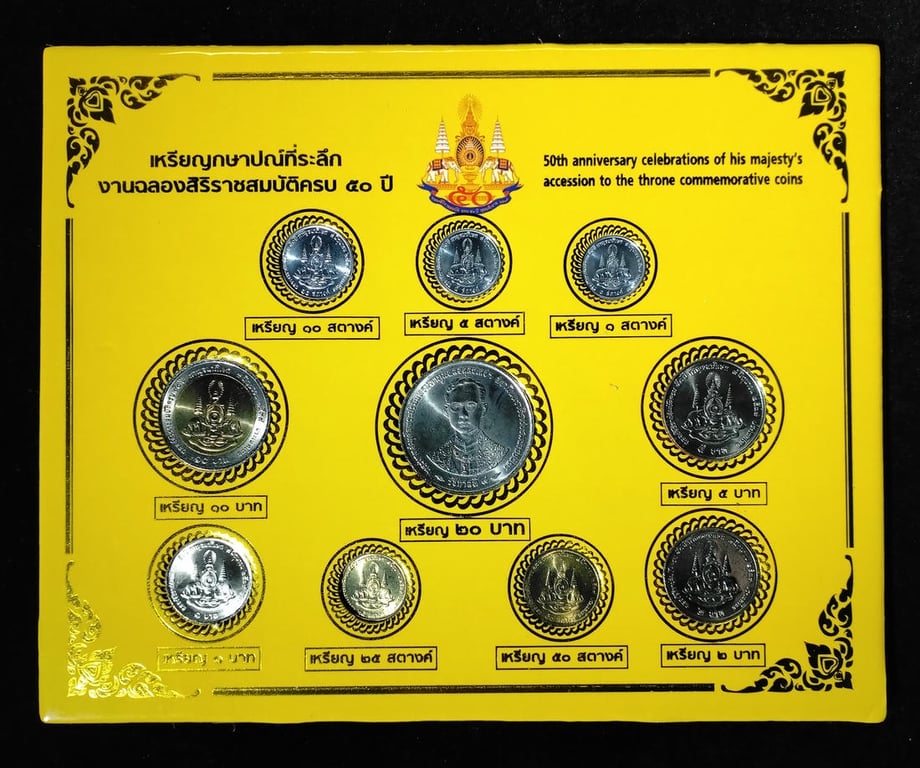 Thailand, 1 Baht - 20 Baht, Coin set 10 in 1，1 Qty 