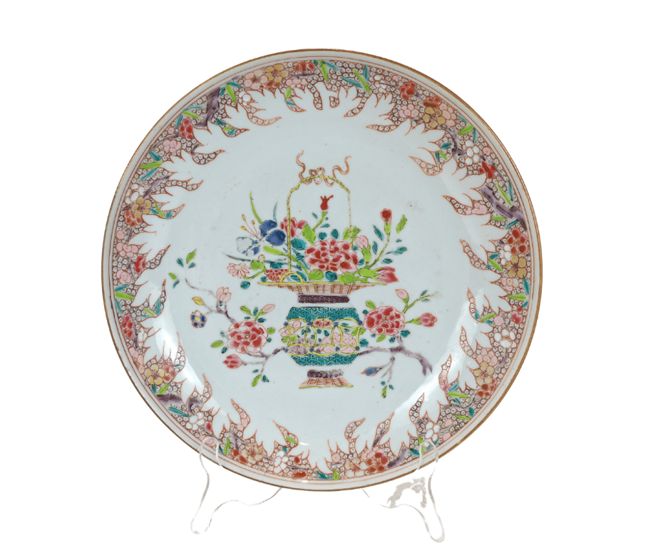 清乾隆花卉盘 Qing Dynasty Qianlong Flowers Plate, Qty-1