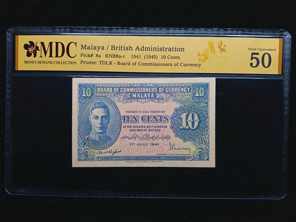 P#8a, Malaya，1941，10 Cents，MDC 50