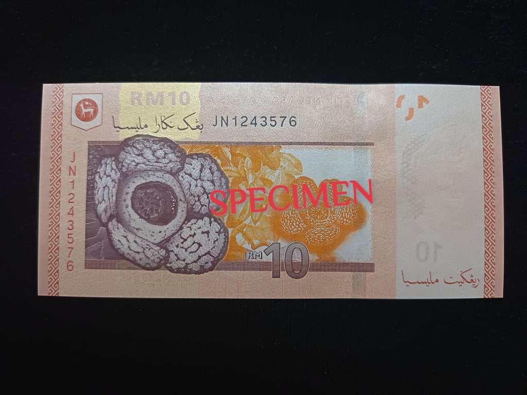 Malaysia，2025，10 Ringgit，JN 1243576，Sign.R.Ghaffour，UNC，Jumble Up Dragon Number，1 Qty 
