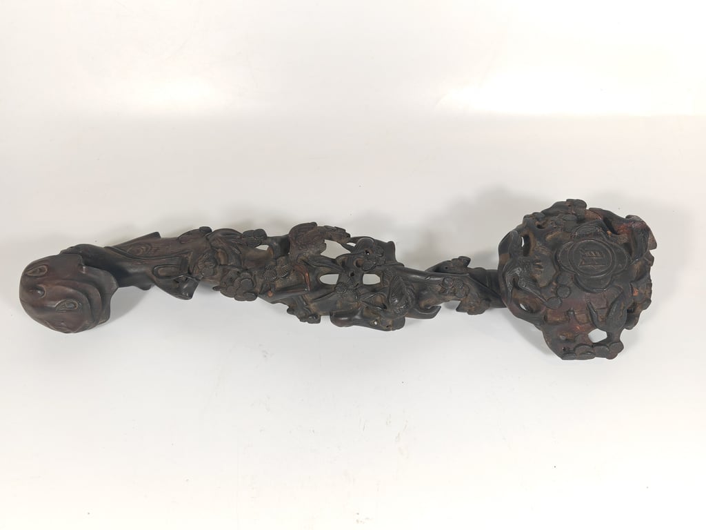 Chinese Black Wooden Ruyi Scepter