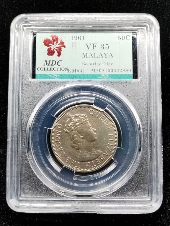 Malaya，1961，50 Cents，MDC VF 35，1 Qty 