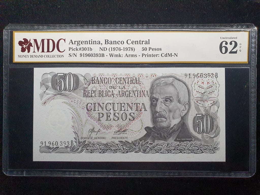 Argentina，50 Pesos，1976-1978，91960393B，MDC 62 GPQ，1 Qty 