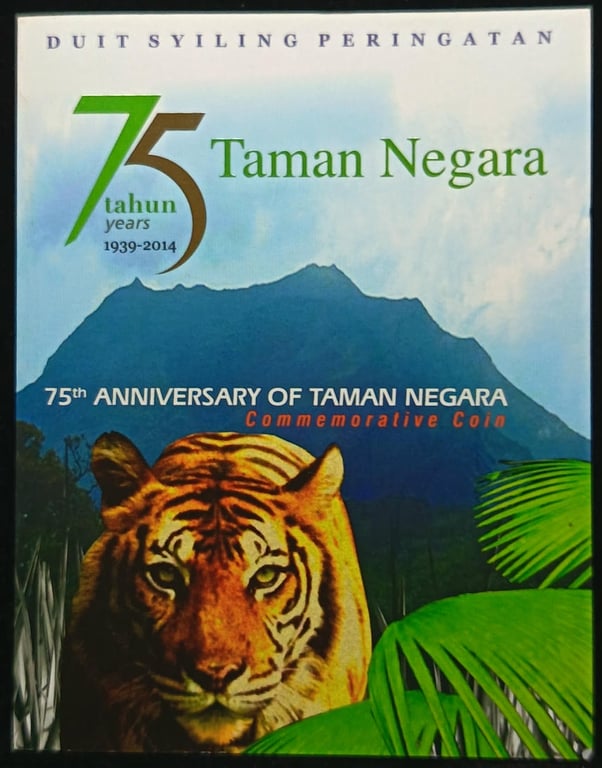 N#73174. Malaysia. 1 Ringgit. 2014. 75th Anniversary of Taman Negara. Coin Card