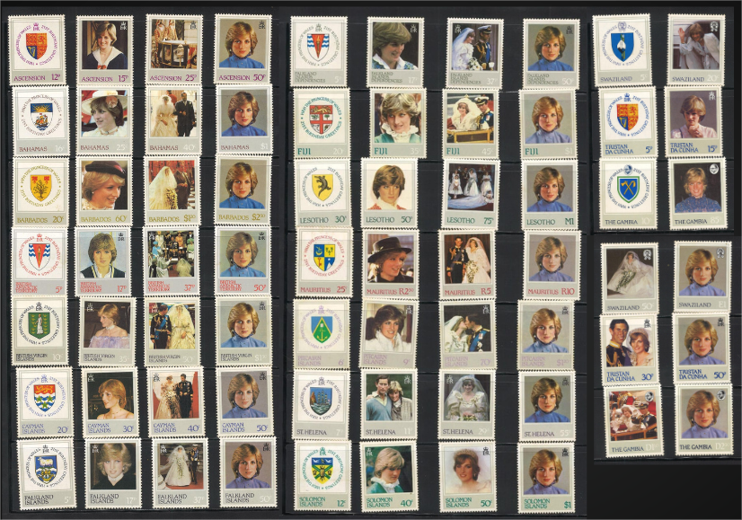 ⭐ British Commonwealth, Stamp, 1982, The Twenty-First Birthday of HRH The Princess of Wales, Complete Set Issued by All 17 Countries