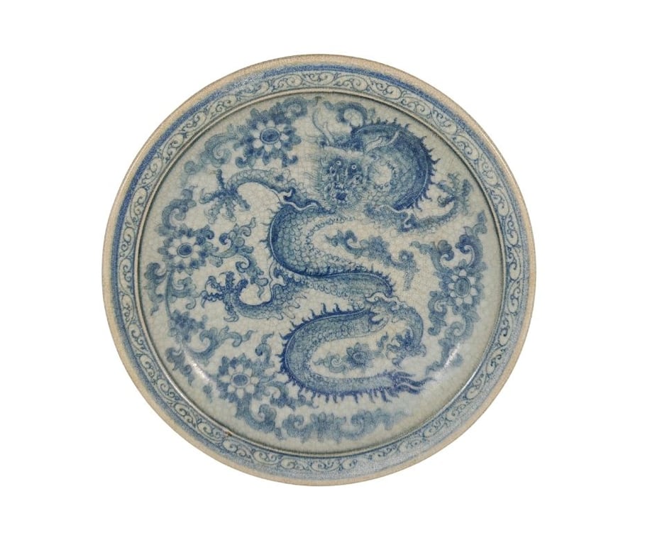 清代 青花龙纹盘 Qing Dynasty Blue and White Dragon Plate