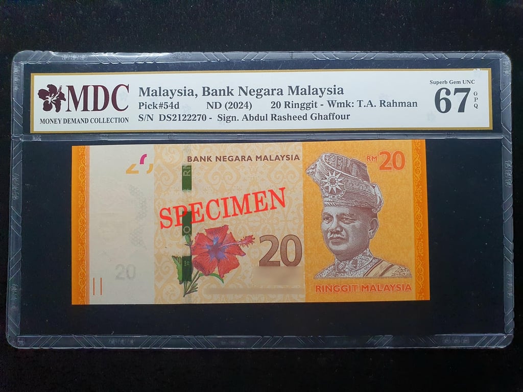 Malaysia，20 Ringgit，2024，DS2122270，Sign.R.Ghaffour，MDC 67 GPQ，Leopard S/N #222's，1 Qty 