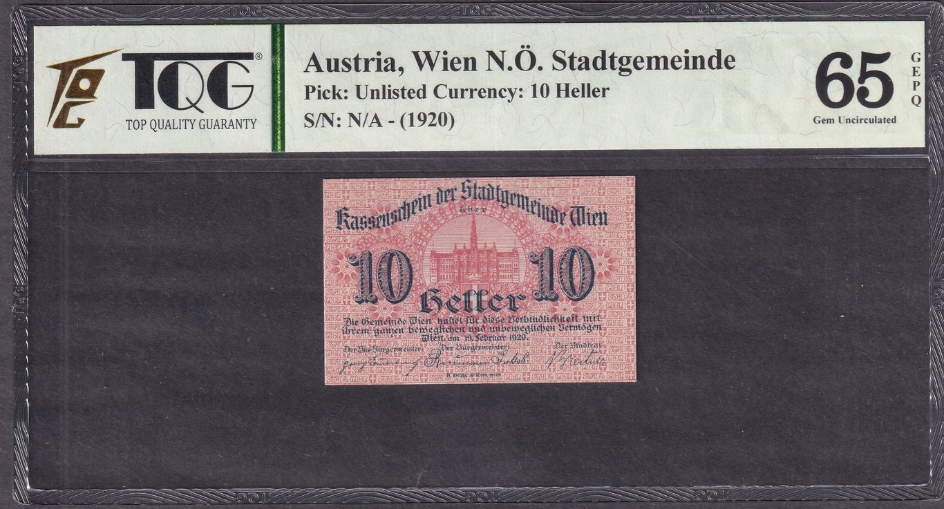 Austria, 1920, 10 Heller, TQG 65 GEPQ, Qty: -1