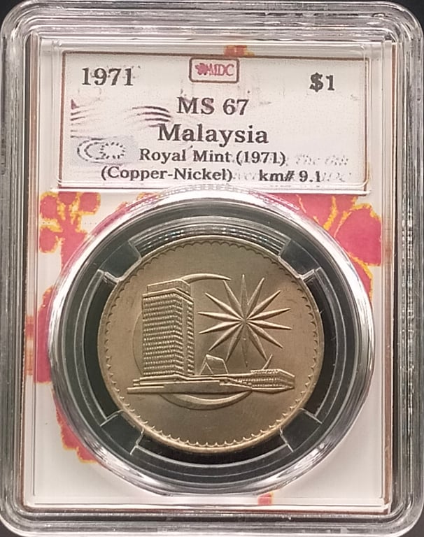 Malaysia, 1971, 1 Ringgit, Royal Mint Copper Nickel, MDC MS 67, Qty-1