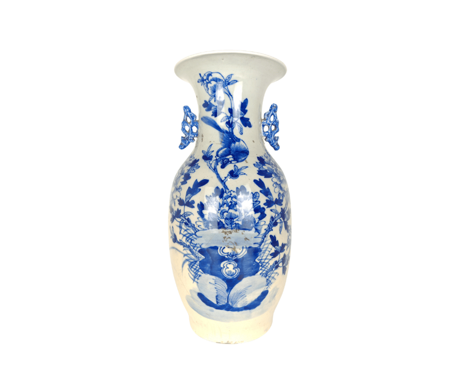 Republic Blue and White Flower Bird Motifs Vase 民国 青花花鸟纹瓶 Qty -1