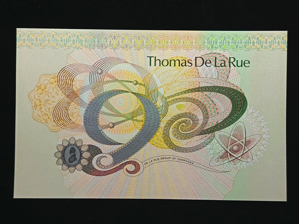 Thomas De la Rue Test Note，Uniface Specimen Large Print，UNC，Qty 