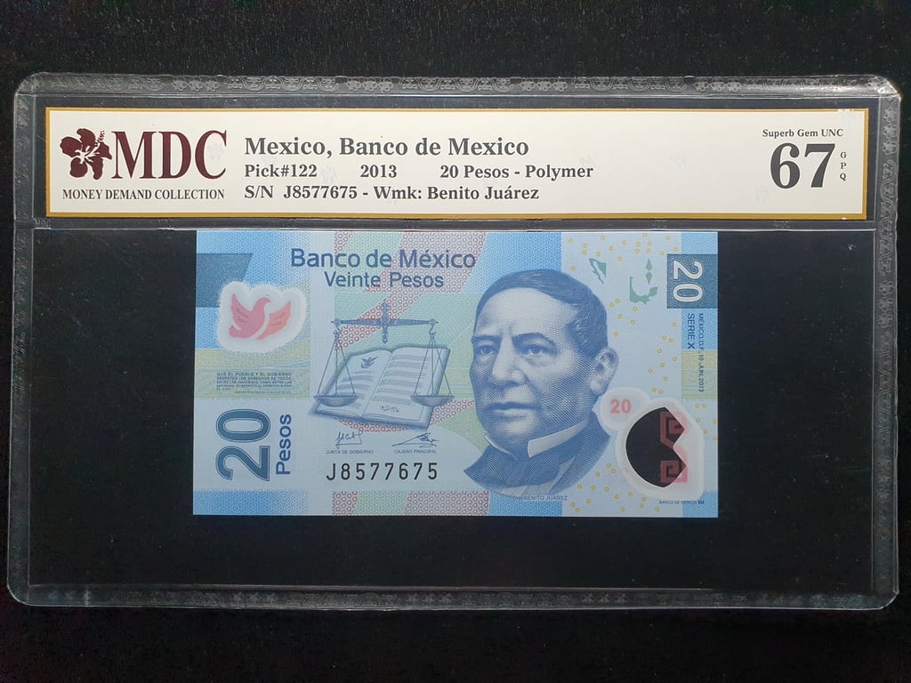 Mexico，2013，20 Pesos，J8577675，MDC 67 GPQ，Qty 