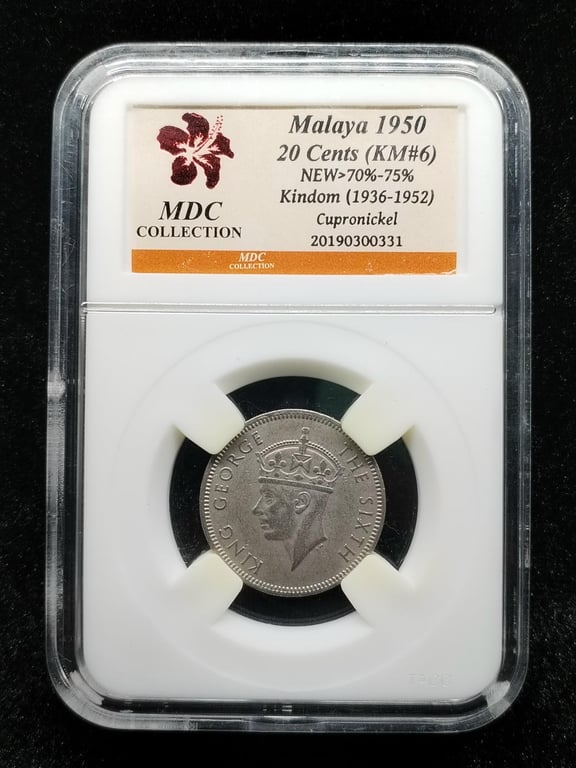 Malaya，1950，20 Cents，MDC 70 % - 75 %，1 Qty 