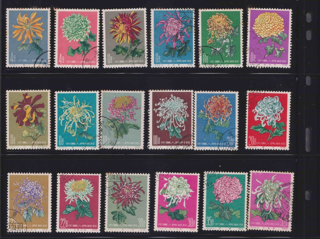 China, Stamp, Stamp, Used, 中国人民邮政，菊花 Chrysanthemum, Sold as is