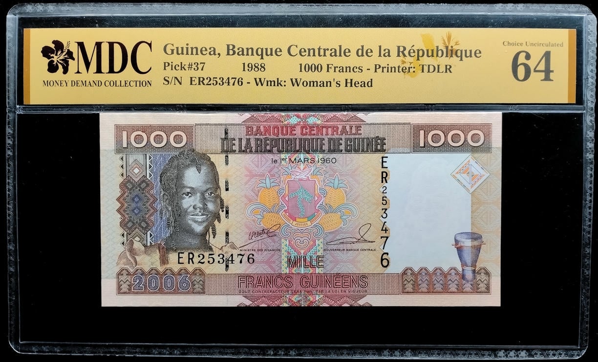 P#37. Guinea. 1000 Francs. 1988. ER253476. MDC 64