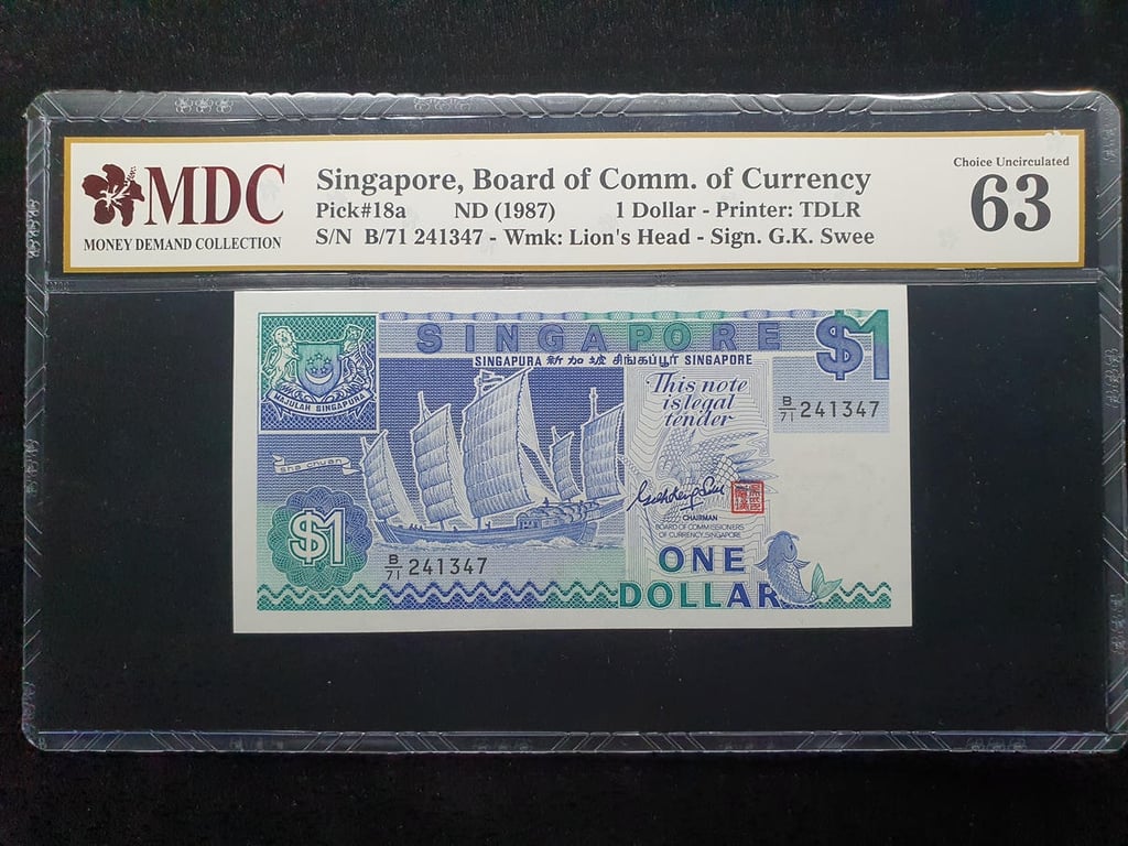 Singapore，1987，1 Dollar，B/71 241347，MDC 63，Qty 