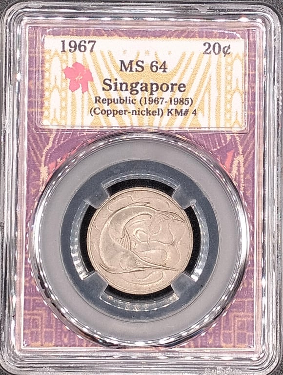 Singapore, 1967, 20C, Copper nickel, MDC MS64, Qty-1