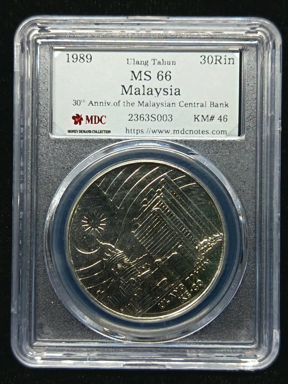 KM#46, Malaysia，1989，30 Ringgit，Silver 0.925 - 22g，MDC MS66