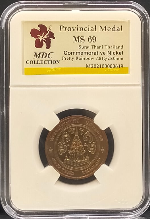Thailand, Surat Thani Thailand, Commemorative Nickel, Pretty Rainbow 7.81g-25.0mm, MDC MS 69, Qty-1