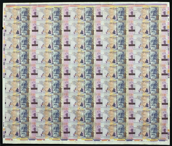 Switzerland，2004-2005，Banknote Patterns and trials，UNC, Foxing，1 Qty 