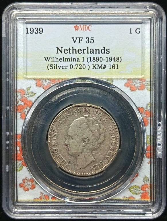 KM#161. Netherlands. 1G. 1939. Silver 0.720 - 10g. MDC VF 35