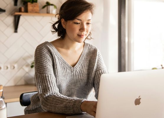 woman working on a laptop