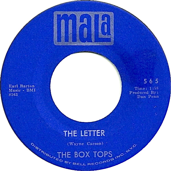 The Box Tops - The Letter 7-inch label
