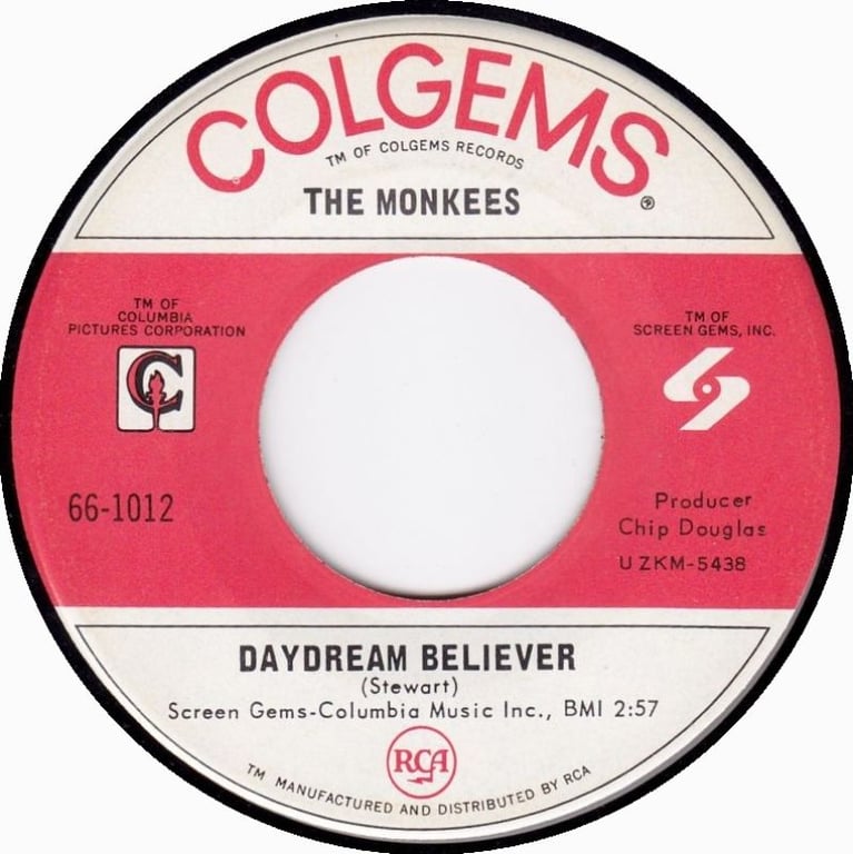The Monkees - Daydream Believer 7-inch label