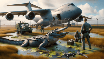 Alligator wrangled on Florida Air Force base runway after blocking plane