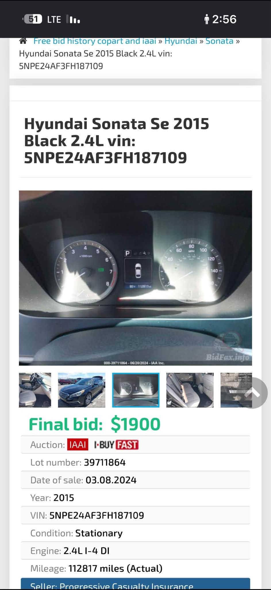 السلام عليكم
سوناتا 2015 مكينه 2400 مكينه زيرو ع ايدي شادها صدر تايرات تبريد كلشي جاهز عليها ادامه من بلكات نوزلات غرفه احتراق كلشي جاهز وجديد السياره كلين داخله للعراق وصور الحادث مرفقه وي المنشور بيها صبغ باب ايمن خلفي وجاملغ فقط قطعتين صبغ اثر شخوط والسونار هم مرفق وي المنشور  حته الداعاميات بلادي ممصبوغه باسمي السياره رقم الجديد هزه سنويه كله جديد للبيع فقط  115 وبيها مجال بسيط  مكانها بغداد حي الجامعه او الدوره ***********

نص مكتوب في الصور:
- Free bid history copart and iaai » Hyundai » Sonata » Hyundai Sonata Se 2015 Black 2.4L vin: 5NPE24AF3FH187109 Hyundai Sonata Se 2015 Black 2.4L vin: 5NPE24AF3FH187109 Final bid: $1900 Auction: IAAI I-BUY FAST Lot number: 39711864 Date of sale: 03.08.2024 Year: 2015 VIN: 5NPE24AF3FH187109 Condition: Stationary Engine: 2.4L I-4 DI Mileage: 112817 miles (Actual) Seller: Progressive Casualty Insurance
- Free bid history copart and iaai » Hyundai » Sonata »
- Hyundai Sonata Se 2015 Black 2.4L vin:
- 5NPE24AF3FH187109
- Hyundai Sonata Se 2015
- Black 2.4L vin:
- Final bid: $1900
- Auction: IAAI I-BUY FAST
- Lot number: 39711864
- Date of sale: 03.08.2024
- Year: 2015
- VIN: 5NPE24AF3FH187109
- Condition: Stationary
- Engine: 2.4L I-4 DI
- Mileage: 112817 miles (Actual)
- Seller: Progressive Casualty Insurance
- Free bid history copart and iaai » Hyundai » Sonata » Hyundai Sonata Se 2015 Black 2.4L vin: 5NPE24AF3FH187109
- Hyundai Sonata Se 2015 Black 2.4L vin: 5NPE24AF3FH187109
- 000-39711864 - 06/20/2024 - IAA Inc.
- BidFax.info
- Free bid history copart and iaai  Hyundai  Sonata  Hyundai Sonata Se 2015 Black 2.4L vin: 5NPE24AF3FH187109 Hyundai Sonata Se 2015 Black 2.4L vin: 5NPE24AF3FH187109 000-39711864-06/20/2024 - IAA Inc. BidFax.info Final bid: $1900 Auction: IAAI IBUY FAST Lot number: 39711864 Date of sale: 03.08.2024 Year: 2015 VIN: 5NPE24AF3FH187109 Condition: Stationary Engine: 2.4L I-4 DI Mileage: 112817 miles (Actual) Seller: Progressive Casualty Insurance
- Free bid history copart and iaai » Hyundai » Sonata » Hyundai Sonata Se 2015 Black 2.4L vin: 5NPE24AF3FH187109 Hyundai Sonata Se 2015 Black 2.4L vin: 5NPE24AF3FH187109 000-39711864-06/20/2024 - IAA Inc. BidFax.info Final bid: $1900 Auction: IAAI I-BUY FAST Lot number: 39711864 Date of sale: 03.08.2024 Year: 2015 VIN: 5NPE24AF3FH187109 Condition: Stationary Engine: 2.4L I-4 DI Mileage: 112817 miles (Actual) Seller: Progressive Casualty Insurance