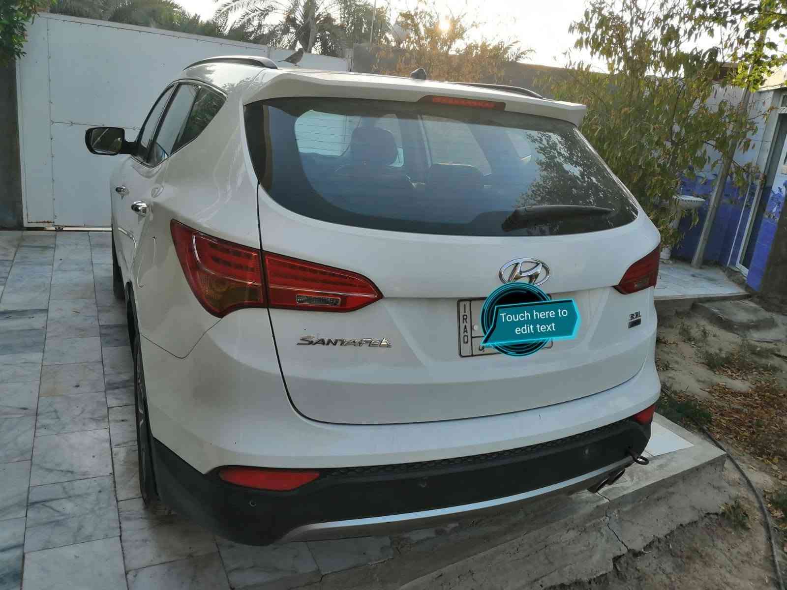 السلام عليكم
سنتافي خليجي ١٤  ستة سلندر 
سبعة راكب.. تبريد ٣ قطع.. كشنات 2 كهرباء... تبريد  تدفئة كشنات أمامية... أرضية جلد.. هاند بريك بصمة.. اوتوهولد.. مثبت سرعة.. دخول ذكي.. إشارة ترحيب.. بانوراما... بردات خلفية.. كاميرا.. حساسات خلفية... أبواب بصمة.. بصمة تشغيل عدد 2.. 
وبيها طخة گد إصبع بالچاملغ جهة السائق
والگير مفتوح 
مع شخوط طفيفة خلف باب االسائق

السيارة رقمها بابل 
السعر  155 & 
السيارة  مكانها بالنجف... للاستفسار اتصال أو واتساب
***********

نص مكتوب في الصور:
- Touch here to edit text