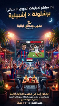 مقهى ليالينا • برشلونة × إشبيلية • الساعة ١٠ مساءً