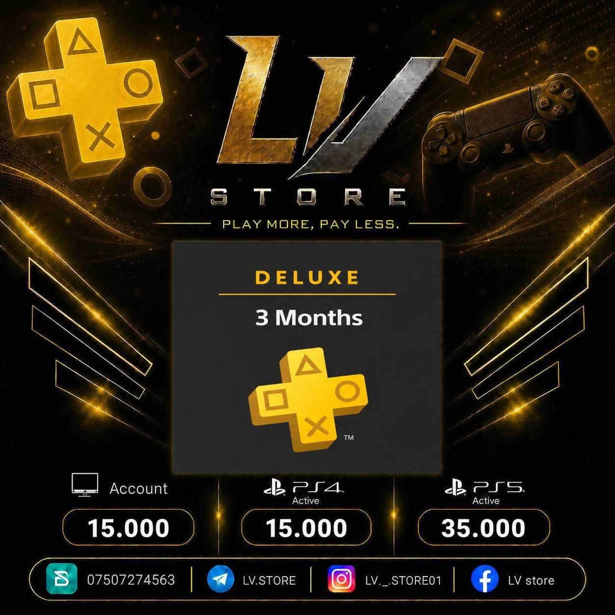 🎮 عروض خاصة وتخفيضات مميزة من LV STORE! 🎮
بشري لسائر الجيمرز! قمنا بـ تخفيض الأسعار على جميع اشتراكات PlayStation Plus (بجميع باقاتها Extra و Deluxe) ولجميع الفترات!
🔥 احصل عليها الآن بأقل الأسعار ومع ضمان كامل!
⚡ المميزات:
 تخفيضات خاصة على كافة الاشتراكات.
 ضمان كامل ومستمر.
 تفعيل سريع ومباشر.
📌 لمعرفة الأسعار وللطلب تواصل معنا:
 📞 واتساب: ***********
 ✈️ تليجرام: LV.STORE
 📸 إنستغرام: LV._.STORE01
 📘 فيسبوك: LV store
العب أكثر، ادفع أقل!
