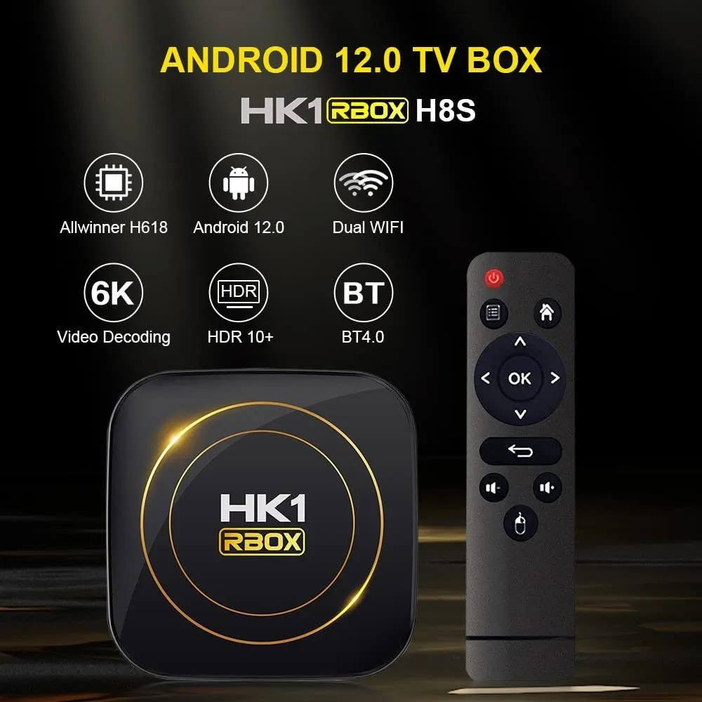 🔥📺 #HK1_RBOX_H8S
 – تيفي بوكس 📺🔥

⚙️ المواصفات:
🔹 نظام التشغيل: أندرويد 12
🔹 الذاكرة العشوائية: 2 جيجابايت
🔹 مساحة التخزين: 16 جيجابايت
🔹 المعالج: Allwinner H618
🔹 دعم دقة تصل إلى 6K 🎥
🔹 دعم HDR10+ 🖥️
🔹 واي فاي مزدوج 2.4G / 5G 📶

🛍️ #الاقمار_ستور
 AL-AQMAR STORE
📲 ***********
🚚متوفر توصيل لجميع محافظات العراق 🇮🇶

#تيفي_بوكس #اندرويد_تي_في #الأقمار_ستور #العراق

نص مكتوب في الصور:
- الأقمار ستور AL-AQMAR STORE بوابتك إلى عالم الترفيه جودة أعلى .. تجربة أفضل .. HK1 RBOX H8S ANDROID 12.0 TV BOX أداء قوي .. لتجربة ترفيهية متكاملة 04:28 2023/06/07 quarta-feira YouTube CleanUp Play Store KDMC FileManager 6K Allwinner H618 Quad Core Android 12.0 RAM 2GB DDR4 16GB Storage 6K Video Decoding HDR HDR 10+ High Dynamic Range Dual WiFi 2.4G / 5G BT 4.0 Bluetooth HDMI AV / LAN TF Card مستقر وأمن للاستخدام متوافق مع جميع التطبيقات أداء قوي وسريع مناسب لمشاهدة الأفلام والمسلسلات تشغيل سلس لجميع التطبيقات للإستفسار و الطلب راسلونا على الواتساب *********** توصيل لجميع محافظات العراق
- ALLWINNER H618
- Strong performance,providing you with the best experience
- CPU
- Quad Core
- Cortes-A53
- GPU
- Multi-core G31
- OpenGL ES 3.2
- 2G+16G
- 4G+32/64G
- ANDROID 12.0 TV BOX HK1 RBOX H8S Allwinner H618 Android 12.0 Dual WIFI 6K Video Decoding HDR 10+ BT4.0