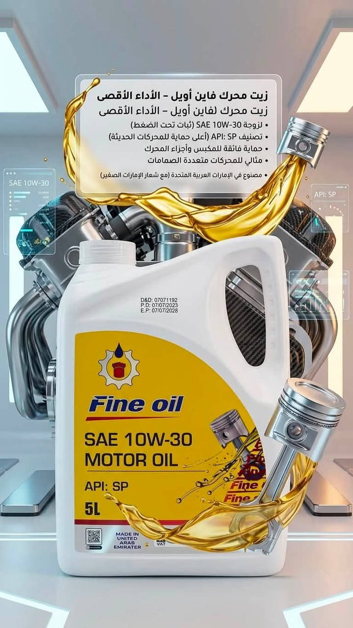 عزّز أداء محرك سيارتك ووفر صيانته مع أفضل زيوت المحركات العالمية! 🚗💨
لأن سيارتك تستحق الأفضل، نوفر لكم في المجمع الذهبي للإطارات أجود أنواع زيوت المحركات (Grand Way - Fine Oil - Magnol) المصممة لحماية المحرك وتقليل الاحتكاك حتى في أصعب ظروف القيادة ودرجات الحرارة العالية.
لماذا تختار زيوتنا؟
 حماية فائقة: تقليل التأكل واحتكاك الأجزاء الداخلية للمحرك.
 كفاءة واقتصاد: توفير في استهلاك الوقود واستجابة أسرع للمحرك.
 اعتمادية عالية: متوافقة مع أعلى المواصفات العالمية (API SP / CI-4).
 أسعار تنافسية: الجودة العالية بأنسب وأفضل الأسعار في السوق!
📍 العنوان: ذي قار  - قضاء النصر - عمارة الحاج نغيمش 
📞 للاستفسار والحجز: ***********
خدمتك مسؤوليتنا.. وراحة بالك أولوية لدينا! ✨
