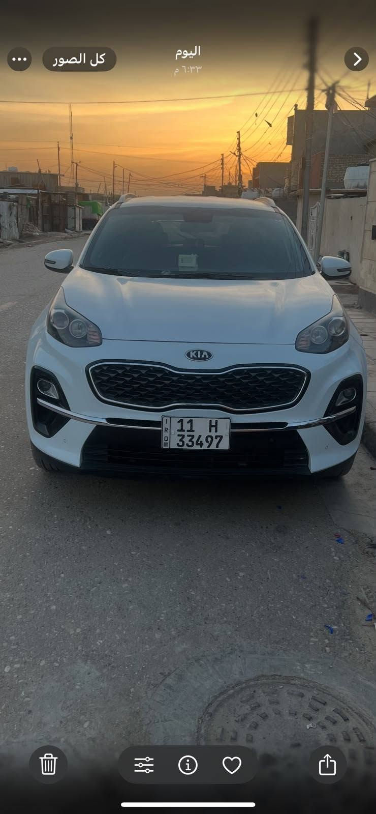 يا الله.   كيا. اسبورتج.  خليجي 
ميدل.  2019
داخل مشمشي  كفاله عامه.  وسياره خير من الله جديده 
 مشيه70 حقيقي. سياره خير من الله ***********

نص مكتوب في الصور:
- ٦:٣٥
- اليوم
- ٦:٣٢ م
- كل الصور
- حبة
- اليوم ٦:٣٣ م كل الصور