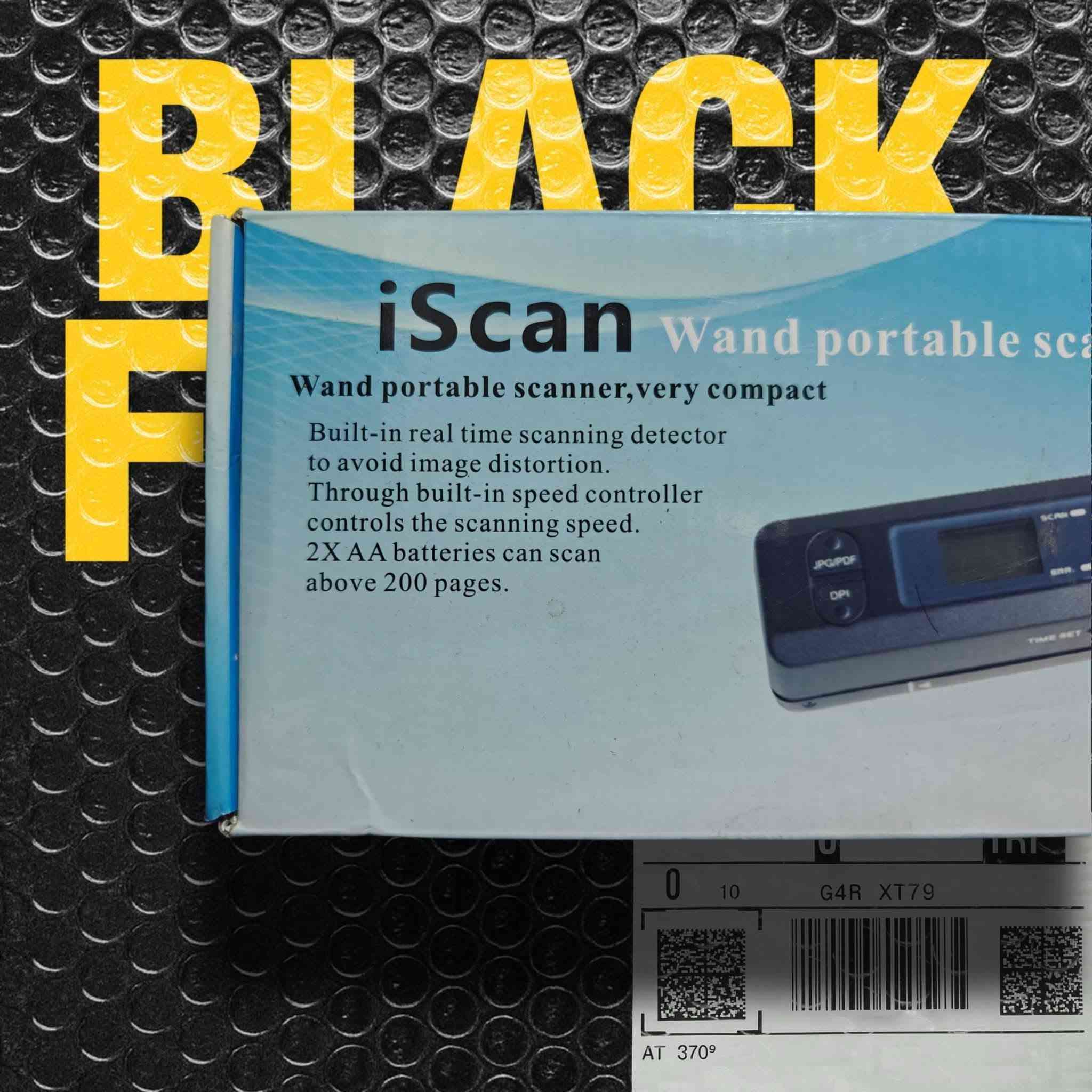 السلام عليكم جهاز iScan ماسح ضوئي محمول يدويًا للمستندات والصور وتحويلها لملفات رقمية بشكل سريع ومباشر السعر 45 الف السعر لايشمل التوصيل / واتساب ***********

نص مكتوب في الصور:
- BLACK FRIDAY