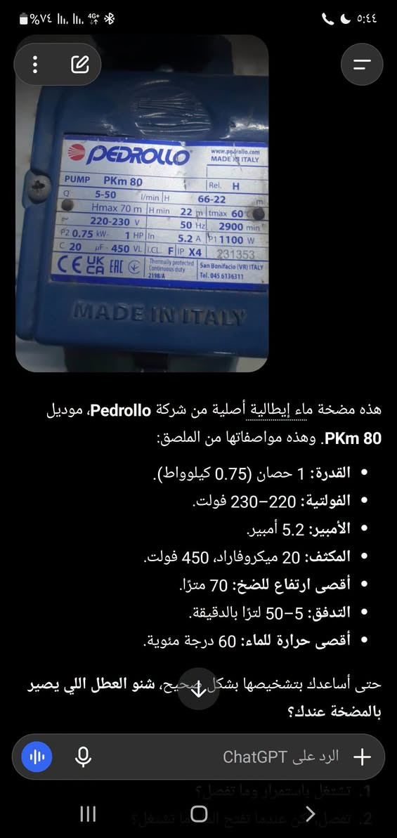 مضخة ماء • بيدرولو PKm80 • ١ حصان