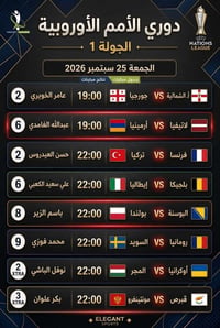 دوري الأمم الأوروبية • بث TRX • ٢٥ سبتمبر ٢٠٢٦