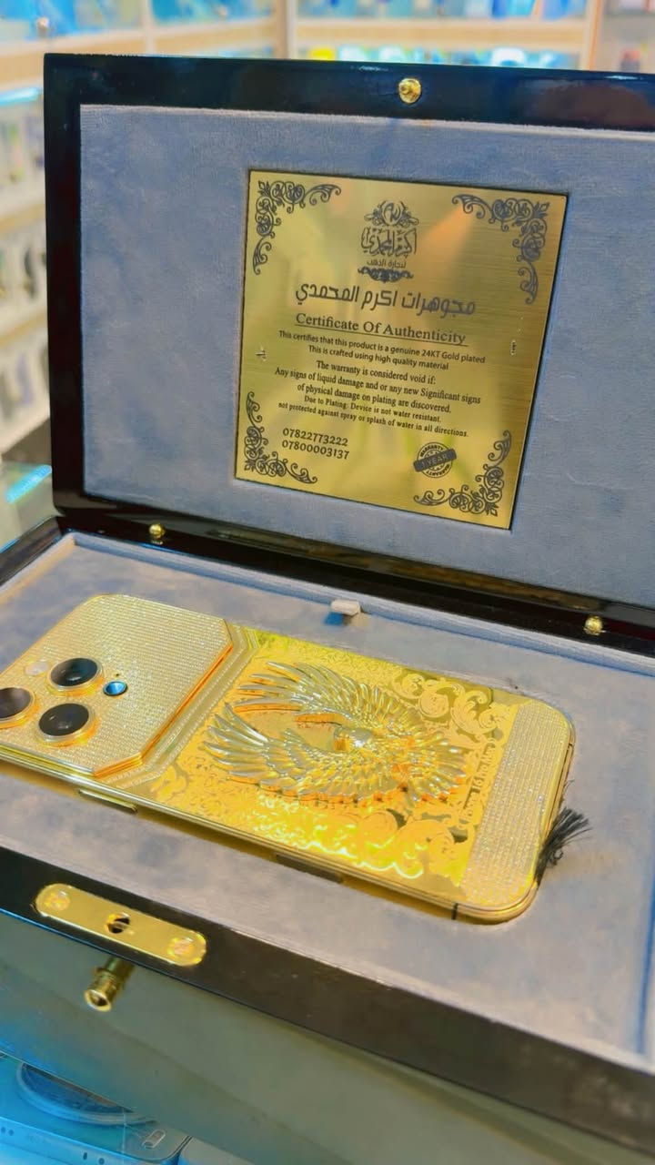 ايفون 16 برو ماكس ذهب
ذاكره 512 دبل سيمكارت 
بطاريه 100 نضيف جدا
الجهاز ذهب من مجوهرات اكرم المحمدي السعر 1750 الف قفل قفل
االله شاهد سعره من اكرم ميقل عن 30 ورقه سكن بغداد 
***********
