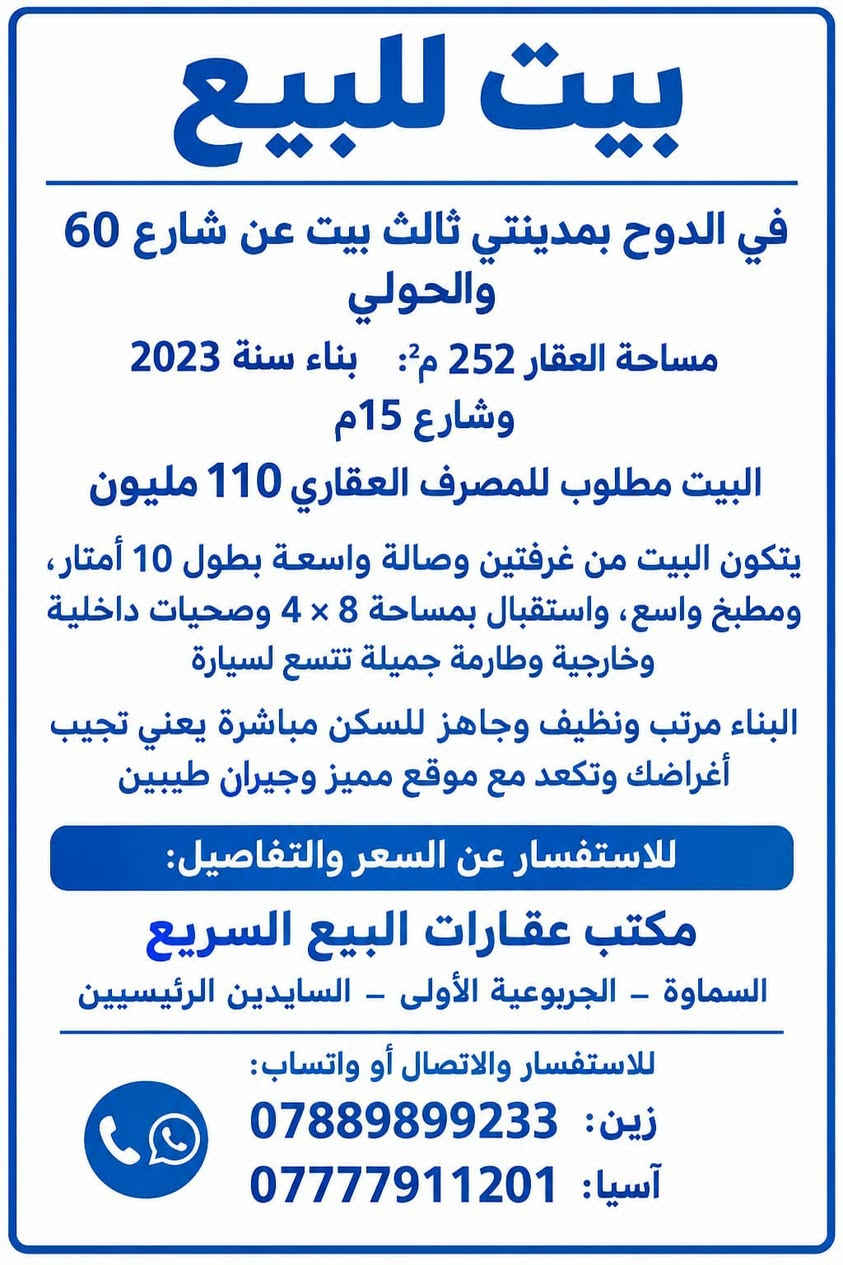 الدوح مدينتي • ٢٥٢م² • غرفتين وصالة