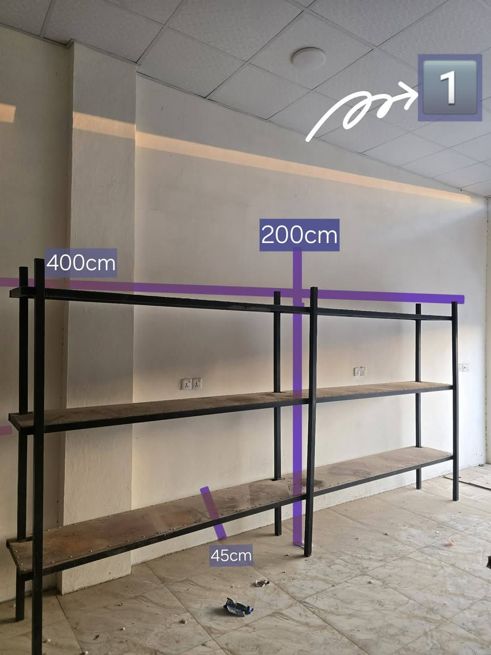 ميوزه عدد ٣  ثقيل يتحمل أوزان
الأول  
الطول 450cm
العرض 45cm
الارتفاع 200cm
السعر 150 الف
الثاني 
الطول 300cm
العرض 50cm
الارتفاع 200cm
السعر 100الف 
الثالث 
الطول 350cm
العرض 45cm
الارتفاع 200cm
السعر 125 الف
***********
مكاني الرحمه

نص مكتوب في الصور:
- 2 200cm 300cm .50cm
- 1 400cm 200cm 45cm
- 3 350cm 200cm 45cm