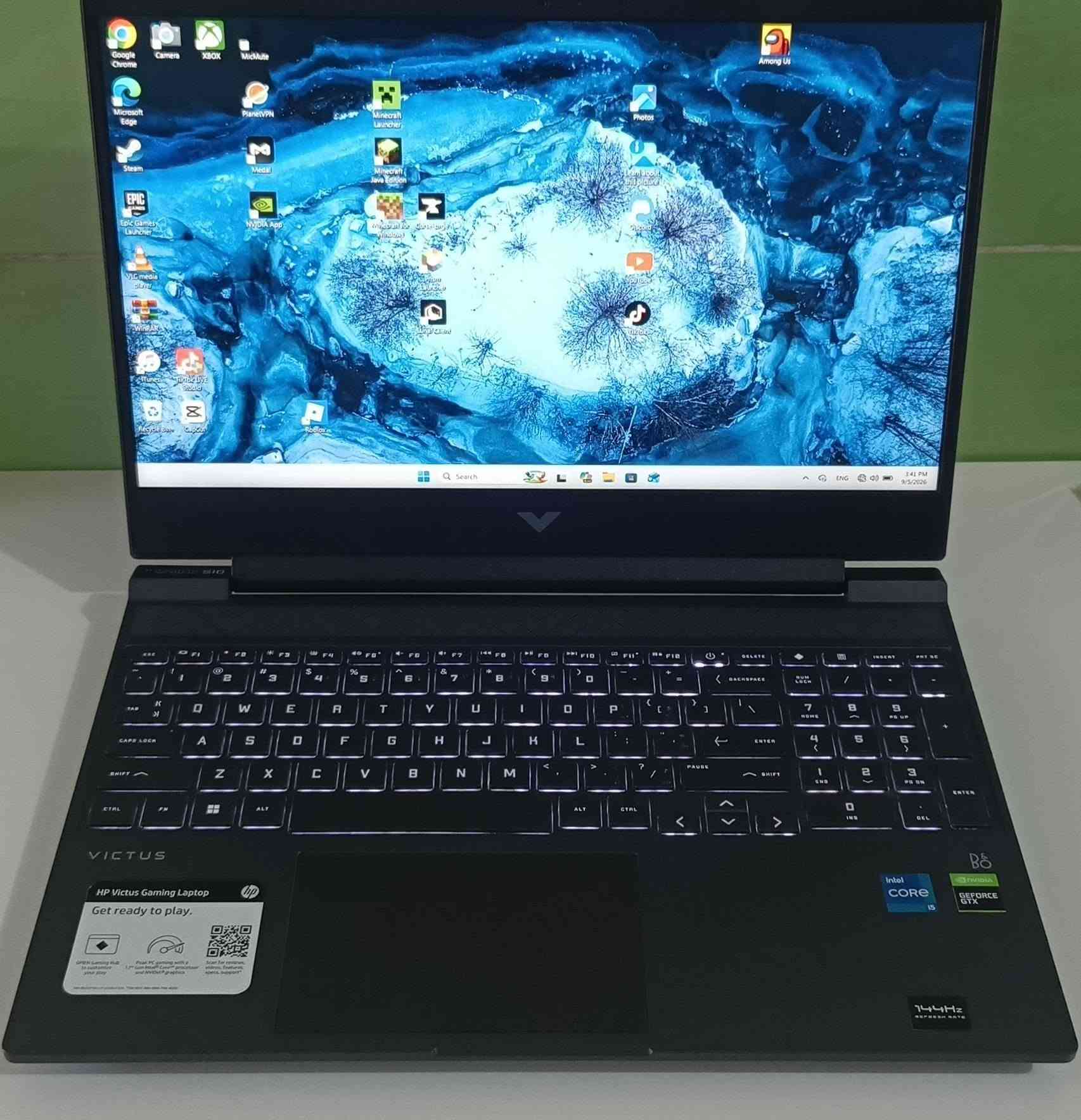 سلام عليكم
لابتوب اجبيي فكتوس

المواصفات كرت شاشه خارجي 1650 GTX NVIDIA كرت شاشه داخلي 1.4 جيجابايت

الذاكرة العشواءي RAM  16 DDR4

المعالجة Intel Core i5 - 12450H جيل 12

الشاشه 144هيرتز 

الملحقات حقيبة وشاحنه وماوس

السعر700 وبيها مجال

للاستفسار ***********

نص مكتوب في الصور:
- Task Manager
- Performance
- Run new task
- CPU
- 8% 0.83 GHz
- Memory
- 6.3/15.7 GB (40%)
- Disk 0 (C:)
- SSD (NVMe)
- 2%
- Wi-Fi
- S: 0 R: 0 Kbps
- GPU 0
- Intel(R) UHD Graphics
- 0% N/A
- GPU 1
- NVIDIA GeForce GTX...
- 0% (43 °C)
- Disk 0 (C:) MTFDKBA512TFH-1BC1AABHA
- Active time 100%
- 60 seconds
- Disk transfer rate 10 MB/s
- 7,7MB/s
- Active time
- Average response time
- 4.3 ms
- Capacity:
- Formatted:
- System disk:
- Page file:
- Type:
- 477 GB
- Yes
- Read speed
- 405 KB/s
- Write speed
- 1.1 MB/s
- Search
- CPU 3% 1.49 GHz
- Memory 6.3/15.7 GB (40%)
- Disk 0 (C:) SSD (NVMe) 0%
- Wi-Fi Wi-Fi S: 0 R: 0 Kbps
- GPU 0 Intel(R) UHD Graphics 0% N/A
- GPU 1 NVIDIA GeForce GTX...
- GPU NVIDIA GeForce GTX 1650
- 3D 0% Copy 0%
- Video Encode 0% Video Decode 0%
- Dedicated GPU memory 4.0 GB
- Shared GPU memory 7.8 GB
- Utilization 0%
- GPU Memory 0.0/11.8 GB
- Dedicated GPU memory 0.0/4.0 GB
- Shared GPU memory 0.0/7.8 GB
- Driver version:
- Driver date:
- DirectX version:
- Physical location:
- Hardware reserved mem...
- Temperature 43 °C
